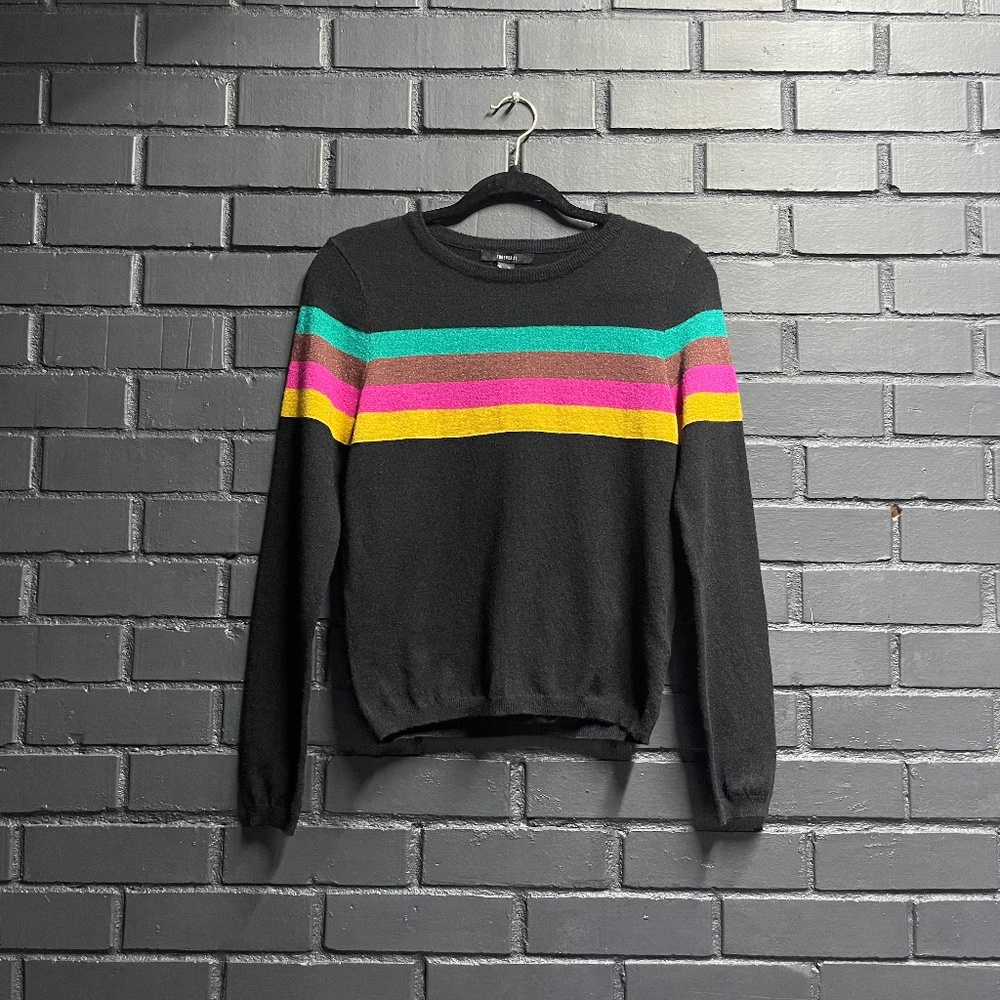 NEW WITH TAGS! black shiny rainbow stripped sweater